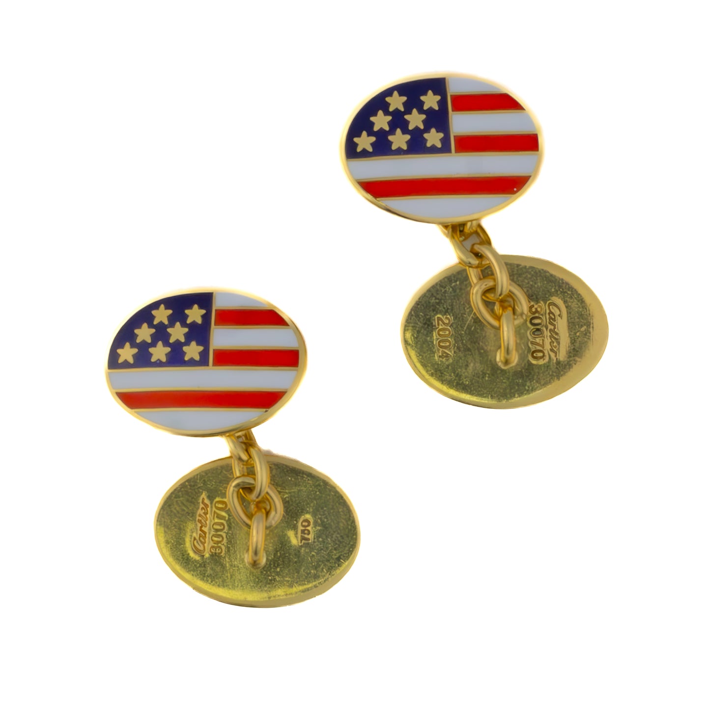 Cartier American Flag Enamel Cufflinks