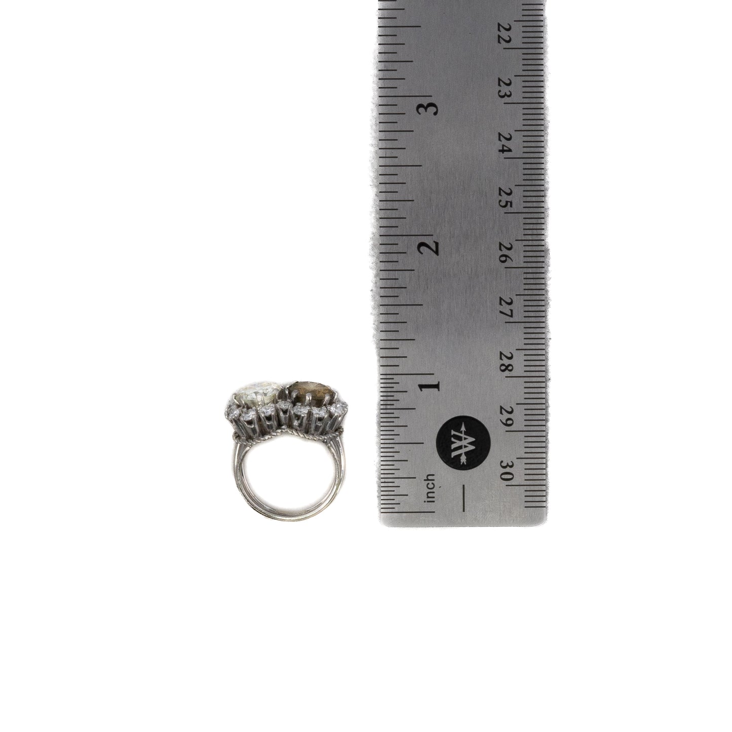 Art Deco Platinum Toi et Moi Diamond Halo Ring