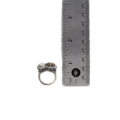 Art Deco Platinum Toi et Moi Diamond Halo Ring