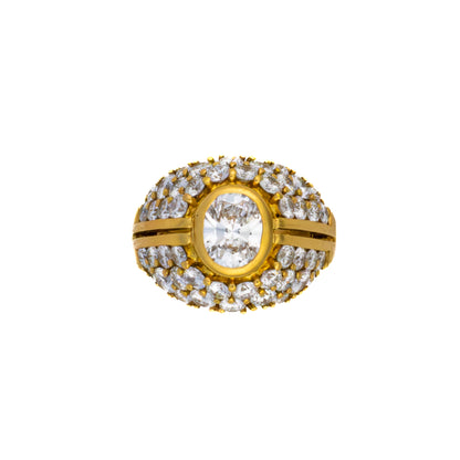 Yellow Gold Oval Diamond Dome Ring