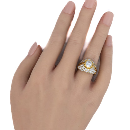 Yellow Gold Oval Diamond Dome Ring