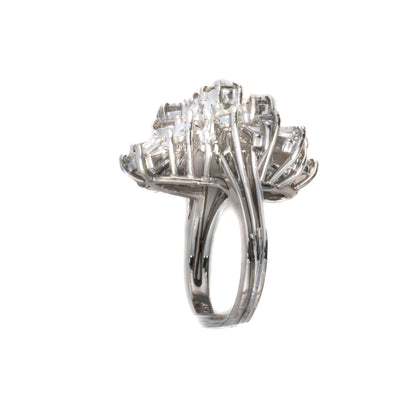 White Gold Diamond Cluster Spray Ring