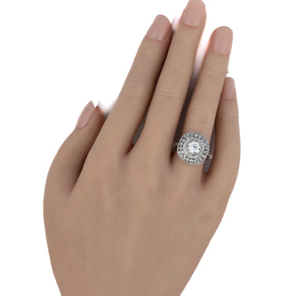 White Gold Art Deco Circular Diamond Halo Ring