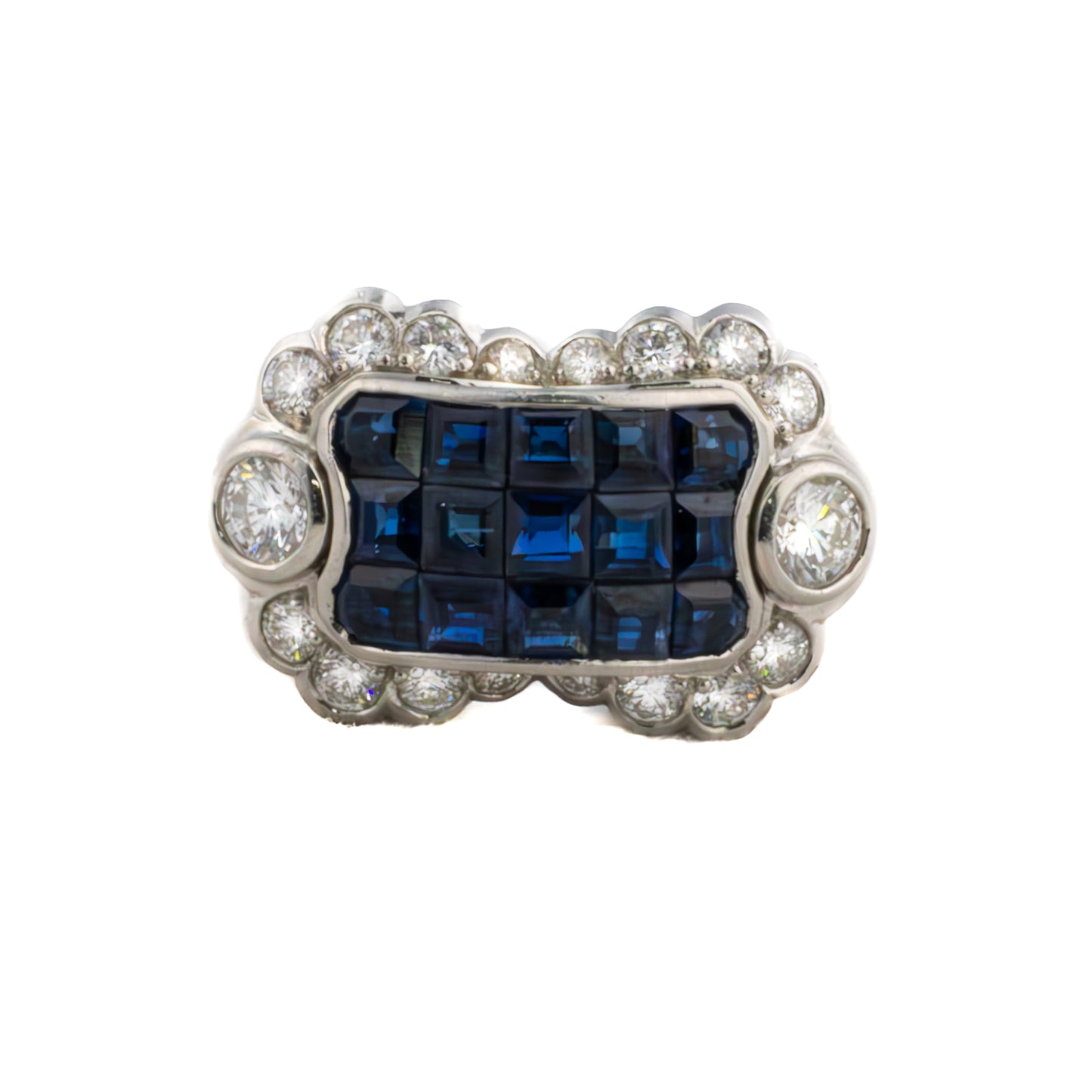 Art Deco Platinum Invisible-Set Sapphire & Diamond Ring