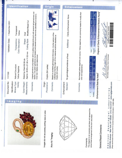 Magnificent Natural Yellow Sapphire Swan Brooch by Bulgari