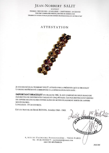 Rene Boivin Sapphire Flower Motif Bracelet