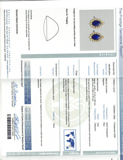 Van Cleef & Arpels Cabochon Sapphire & Diamond Halo Earrings