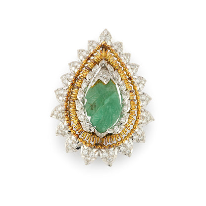 David Webb Emerald and Diamond Brooch