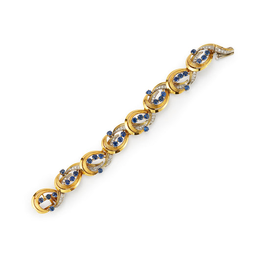 Tiffany & Co. Sapphire and Diamond Swirl Link Bracelet