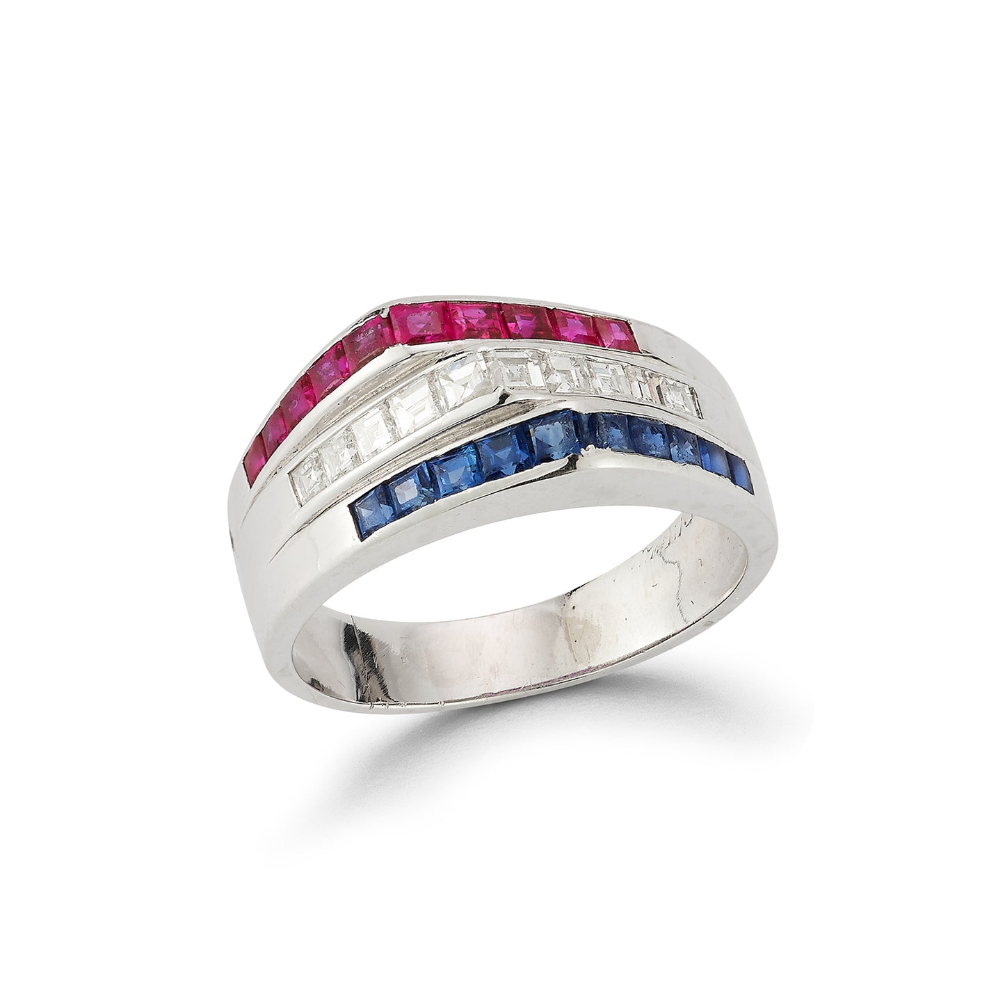 Cartier "Americana" Ruby, Sapphire & Diamond Ring