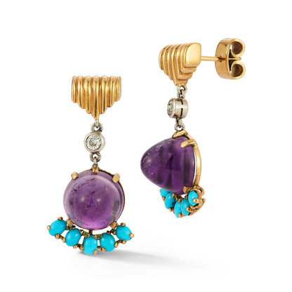 Cartier Amethyst & Turquoise Necklace and Earring Set