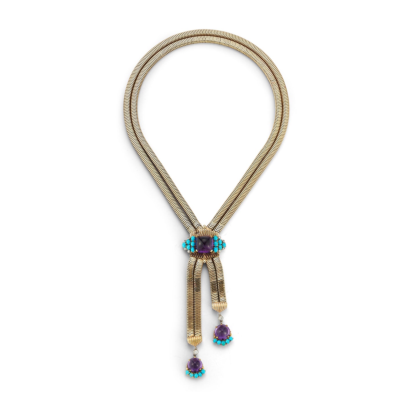 Cartier Amethyst & Turquoise Necklace and Earring Set