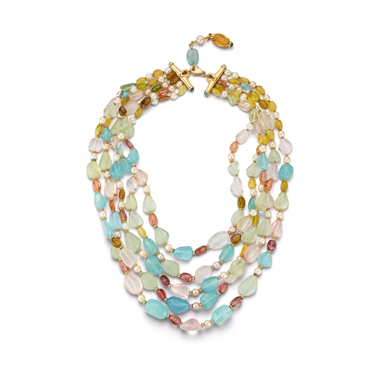 Bulgari Multi-Gemstone and Pearl Beaded Necklace and Bracelet Set
