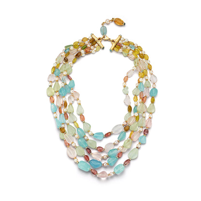Bulgari Multi-Gemstone and Pearl Beaded Necklace and Bracelet Set