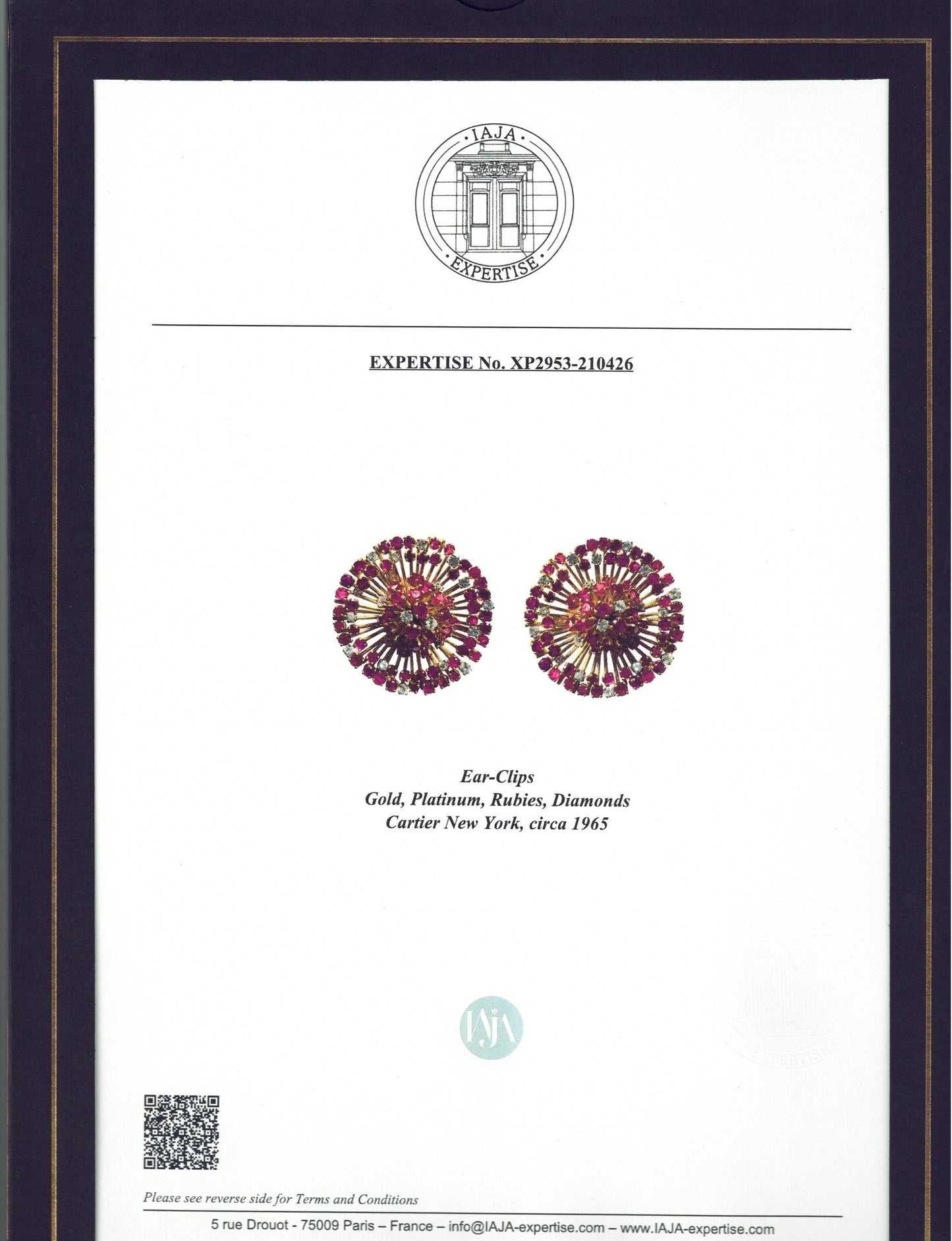 Cartier Ruby and Diamond Starburst Earclips
