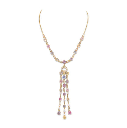 Bulgari Multicolored Sapphire and Diamond Fringe Necklace