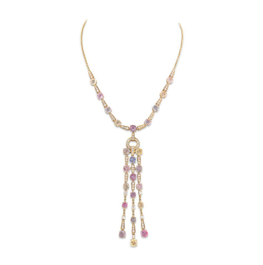 Bulgari Multicolored Sapphire and Diamond Fringe Necklace