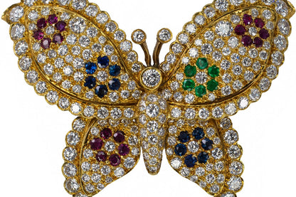 Van Cleef & Arpels Diamond and Multi Gem Butterfly Brooch