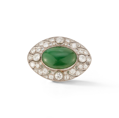 Jade & Diamond Platinum Brooch