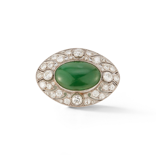 Jade & Diamond Platinum Brooch