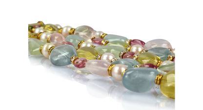 Bulgari Multi-Gemstone and Pearl Beaded Necklace and Bracelet Set